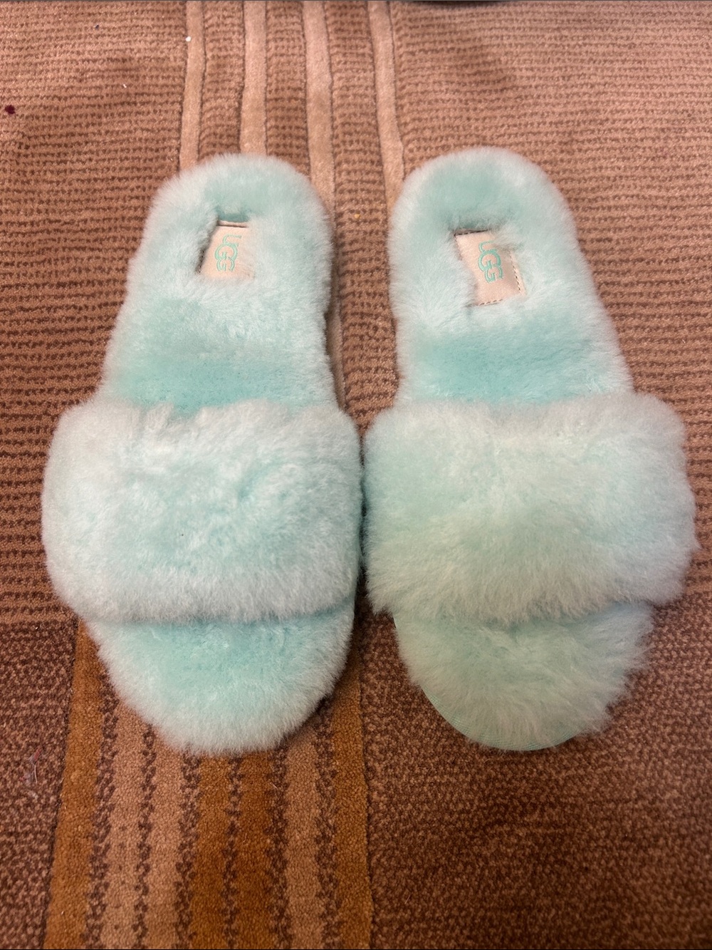 UGG Women's Fluffy Slide Slippers in Mint Green